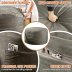 4FT Bean Bag Chair: Bean Bag with Velvet Cover, Fluffy and Comfy Bean Bag Chairs for Adults and Kids, Bean Bag Sofa Filled with High-Density Sponge for Gaming (Dark Grey)