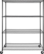 Seville Classics UltraDurable Heavy Duty NSF Solid Steel Wire Rack Storage Unit, Organizer for Garage, Warehouse, Office, Restaurant, Classroom, Kitchen, Black, 4-Tier Shelving, 60" W x 24" D