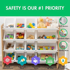 Humble Crew Supersized Toy Storage Organizer with 16 Removable Bins, Natural/White – Large Toy Storage for Toddlers Ideal for Kids' Rooms, Playrooms, and Nurseries - Modern Toy Bins for Kids