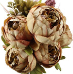 Duovlo Fake Flowers Vintage Artificial Peony Silk Flowers Wedding Home Decoration,Pack of 1 (Coffee)