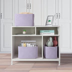 Cotton Rope storage Basket Bins Woven Basket for Organizing Shelves Rectangle Decorative Baskets For storage Clothes Toys Books Towels Square Wicker Nursery basket organizer 3 pack purple lavender