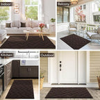 hicorfe Front Door Mat Outside Entrance,32"x40" Absorbent Muddy Dirt Resist Welcome Door Mats Outdoor Indoor,Stain and Fade Resistant,Non Slip Backing Entry Mat Doormat for Entryway(Coffee)