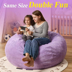 3.5FT Bean Bag Chairs Teardrop Bean Bag Chair for Adults Beanbag Chair with Memory Foam Filled Machine Washable Cover for Living Room, Bedroom (Large,Purple)