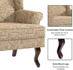 Accent Chair, High Back Upholstered Armchair with High Resilience Sponge & Wood Legs, Mid-Century Modern Comfy Single Sofa Reading Chairs for Living Room, Bedroom (Floral Light Brown, Set of 1)