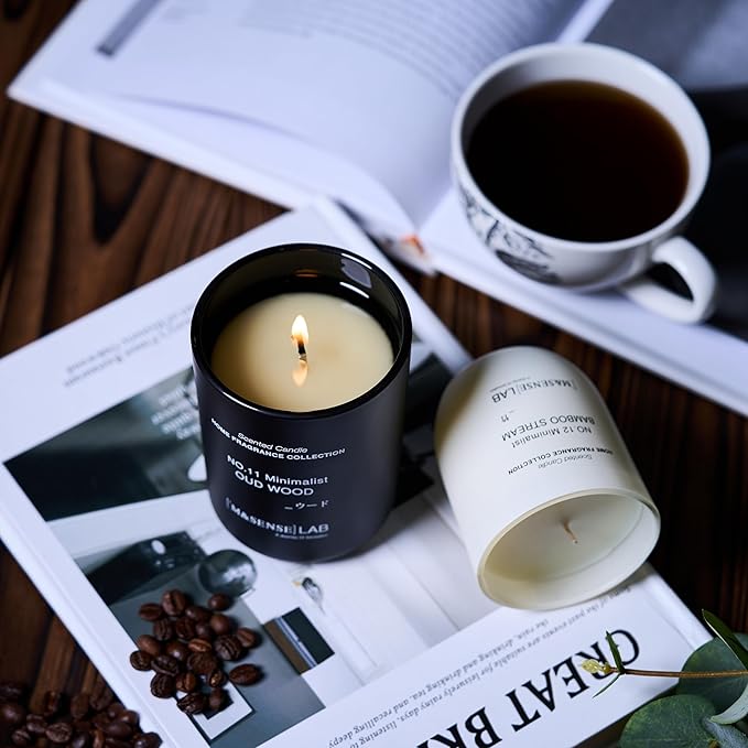 M&SENSE Natural Soy Candle| Forest Lodge | 16.6 oz, 95H Burn | Minimalist Scented Candle for Relaxation, Gifting, Home Décor | for Bedroom, Office, Party Large