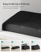 SONGMICS Mazie Collection - 30 Inches Folding Storage Ottoman Bench, Ottoman Foot Rest, End of Bed Bench, Storage Chest, Load 660 lb, for Living Room, Bedroom, Entryway, Ink Black ULSF047B01