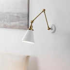 JONATHAN Y JYL7462B Rover 7" Classic Industrial Metal Adjustable Arm LED Wall Sconce, White/Brass Gold for Bedroom, Bathroom, Vanity