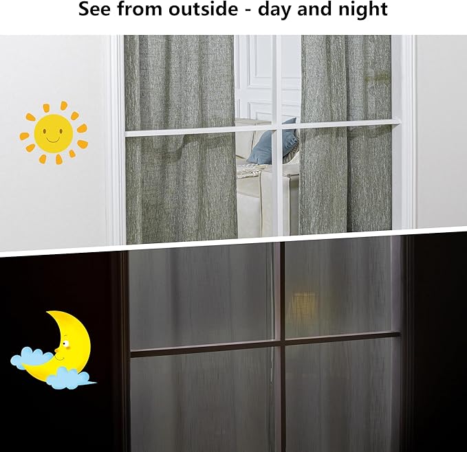 MYSKY HOME 90 Inches Long Living Room Curtains Farmhouse Light Filtering Privacy Curtain Drapes for Patio Door, Linen Look Texture Fabric Bohemian Draperies Soft Touch, 100x90, Olive Green, 1 Panel