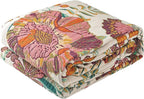 Boho Throw Blanket for Bed - 100% Pure Cotton Ultra Soft Rustic Quilt - Farmhouse Decor Bed Blankets, All Season Rustic Throw for Sofa Couch Chair(60"×80", Floral Blossom)