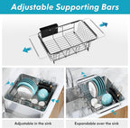 MAJALiS Dish Drying Rack in Sink - Small Dish Drainers for Kitchen Sink, Over The Sink Dish Racks with Utensil Holder, Stainless Steel Dish Rack in Sink, Black