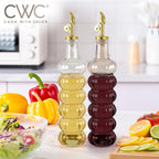COOK WITH COLOR Glass Olive Oil Bottle Dispenser - 2 Pack- 17oz Oil and Vinegar Cruet - Olive Oil Carafe Decanter for Kitchen