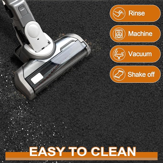 Mibao Dirt Trapper Door Mat for Indoor Outdoor, Waterproof All-Season, All-Weather Doormat, Heavy Duty Non-Slip Entrance Rug, Low Profile Absorbent Entrance Mat Carpet, 30" x 18", Black