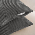 Fancy Homi 2 Packs Dark Gray Long Lumbar Decorative Throw Pillow Covers 16x24 Inch for Couch Bed Sofa, Rustic Farmhouse Boho Home Decor, Soft Striped Corduroy Rectangle Accent Cushion Case 40x60 cm
