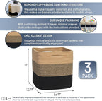 NaturalCozy Storage Cubes 11 Inch Cotton Rope Woven Baskets for Organizing, 3-Pack | Cube Storage Bin | Square Storage Baskets for Shelves Organizer, Classroom, Kids Toy Bins, Closet, Baby Nursery