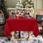 sancua Rectangle Tablecloth - 70 x 108 Inch - Stain and Wrinkle Resistant Washable Polyester Table Cloth, Decorative Fabric Table Cover for Dining Tables, Buffet Parties and Camping, Red