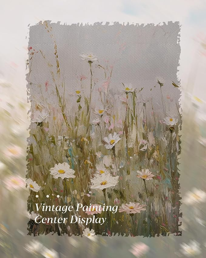 HUARCEY Gold Framed Vintage Wall Art for Living Room Wildflower Field Landscape Decor Aesthetic Mother Day Gift for Mom Oil Painting Flower Wall Print Floral Pictures Canvas Artwork Shelf Decor 8x10in