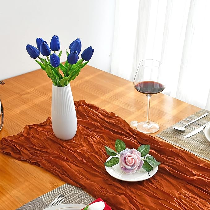 Mandy's Artificial Tulips 20 Stems Royal Blue PU Faux Flowers for Wedding Home Decor 13.5 Inch