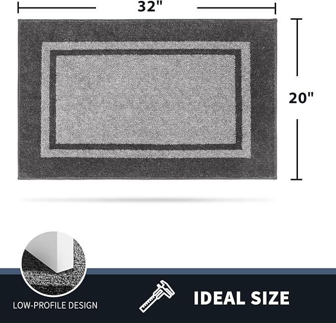 PURRUGS Dirt Trapping Door Mat 20" x 32", Non-Slip/Skid Machine Washable Entryway Rug, Shoes Scraper, Area Rug, Super Absorbent Welcome Mat for Muddy Wet Shoes and Paws, Light Grey & Dark Grey