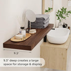 40 Inch Floating Shelvese, 40" W x 9" D Floating Shelf Set of 2, Farmhouse Wood Wall Shelves for Bedroom, Kitchen, Wall Mounted Deep Shelving for Home Decor, Walnut Color