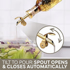 COOK WITH COLOR Glass Olive Oil Bottle Dispenser - 2 Pack- 17oz Oil and Vinegar Cruet - Olive Oil Carafe Decanter for Kitchen
