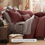 Monbix California King Comforter Set - 7 Pieces Cationic Dyeing Dark Red Bed in a Bag Cal King Bedding Sets with Comforter, Sheets, Pillowcases & Shams, Reversible Bedding Comforters Sets (108 * 92)