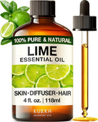 Kukka Lime Essential Oil for Skin - 4 Fl Oz - 100% Pure Natural Lime Oil for Diffuser, Hair, Candles & Soap Making Scent DIY