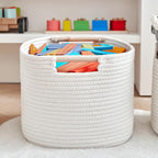 3 Pack Storage Basket for Cabinet and Toy Organization - 13"x9.8"x8.7" Baskets for Storage - Baby Toy Bin - Toy Storage Organizer - Ideal for Empty Gift Baskets to Fill-White