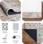 Keen Home Design 8x10 Rug - Machine Washable Area Rug with Non-Slip Backing, Ideal for Living Room, Dining Room, Bedroom - Vintage, Easy Clean, Durable, Low Pile Rug - (8' x 10')