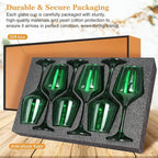 Green Wine Glasses Set of 6-12oz Green Long Stem Wine Glass Cups, Pretty Crystal Glassware, Hand Blown Goblets Drinkware, Unique Drinking Stemware Holiday Gift Set