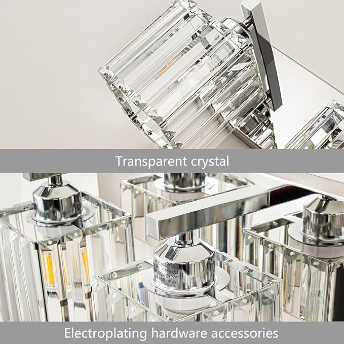 Modern 4-Light Chrome Crystal Bathroom Vanity Light Fixtures