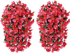 Faux Bougainvillea Artificial Flowers Plants for Outdoors Outside Decoration, 2pcs Fake Flowers Silk Long Trailing Vines UV Resistant Realistic for Front Door Porch Planter Urn Patio Balcony Yard, Mix