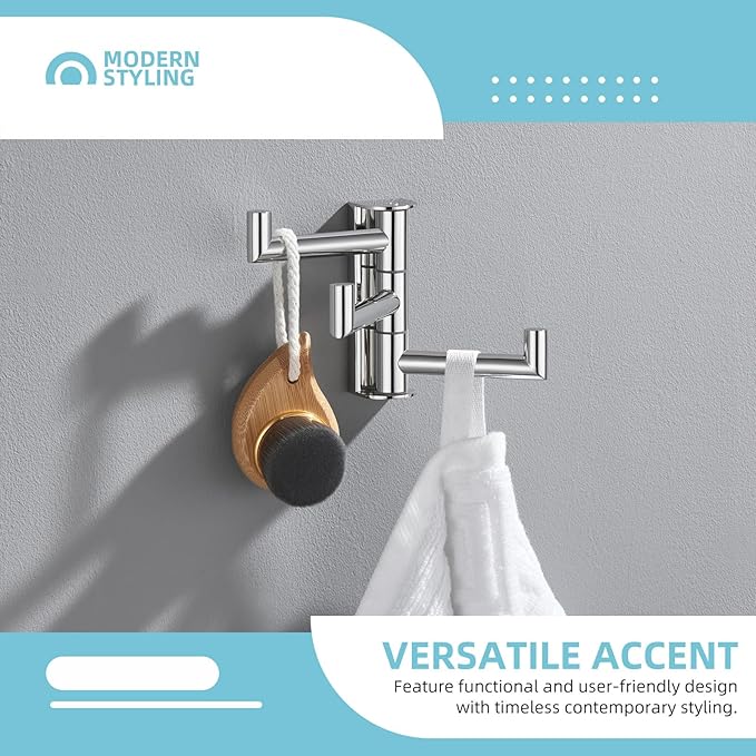 Angle Simple Towel Hook for Bathroom, SUS 304 Stainless Steel Foldable Robe Towel Holder, Wall Coat Hook, Polished Chrome