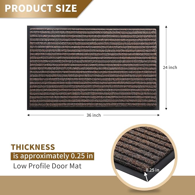 Yimobra Front Door Mat Outdoor Indoor Entrance, 100% Waterproof All-Season All Weather Doormat, Welcome Matt Outside Entry, Non Slip, Low Profile, Heavy Duty Patio Porch Floor Mats,36 x 24