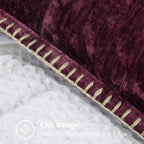 decorUhome Chenille Soft Throw Pillow Covers 18x18 Set of 2, Farmhouse Velvet Neutral Decorative Euro Pillow Covers with Stitched Edge for Couch Sofa Bed Home Decor, Rhododendron