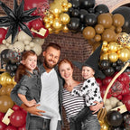 Amandir Magical School Balloons Arch Garland Kit, Maroon Burgundy Black Gold Confetti Balloons with Witch Hat Foil Star Balloon for Magic Themed Birthday Decorations Baby Shower Party Supplies
