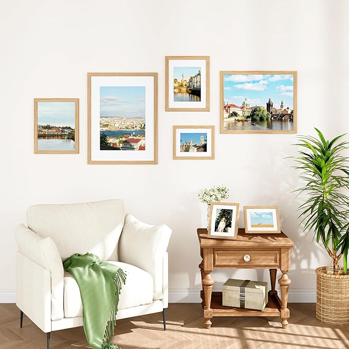 IBUYKE 18x24 Picture Frame,Solid Oak Wood 18x24 Photo Frame with Mat to 16x20,18x24 Picture Frames With Tempered Glass,Wall Mount Display,Home Decor,Natural Oak 24 x 18 Frame,UWPF1824N