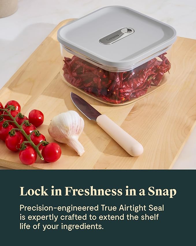 Caraway 1qt Glass Airtight Food Storage Container with Lid – Non-Toxic, BPA-Free Kitchen Storage Container – Stackable, Space-Saving Airtight Container for Dry Goods and More - Sage