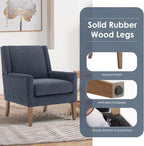 COLAMY Modern Wingback Living Room Chair, Upholstered Fabric Accent Armchair, Single Sofa Chair with Lounge Seat and Wood Legs for Bedroom/Office/Reading Spaces, Blue