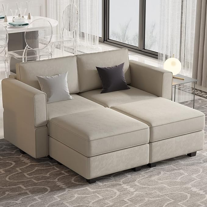 Belffin Modular Sectional Sofa with Reversible Chaise L Shaped Couch with Ottoman Modular Sofa Couch with Storage Grey