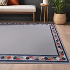 Beverly Rug Outdoor Rug 5x7 Modern Bordered Area Rugs for Indoor and Outdoor Patio Easy to Clean Non Shedding Living Room Porch Garden Washable Outside Carpet (5 x 7 Gray)