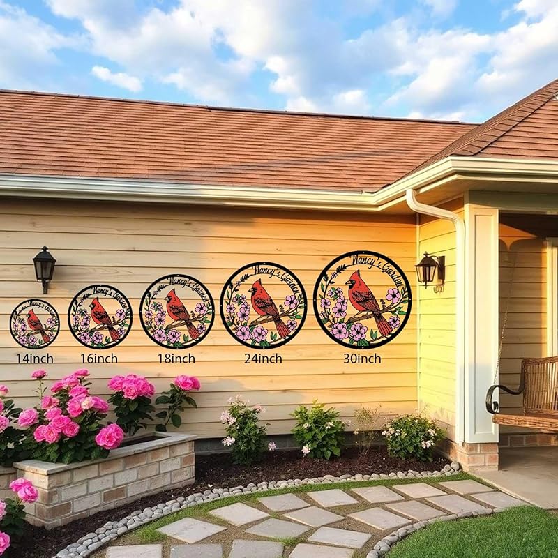 Personalized Name Garden Cardinal Metal Signs with Stake, Custom Family Name Yard Decor for Outdoor Outside, Cardinal Lawn Patio Stake Gardening Enthusiasts Grandmothers Gift