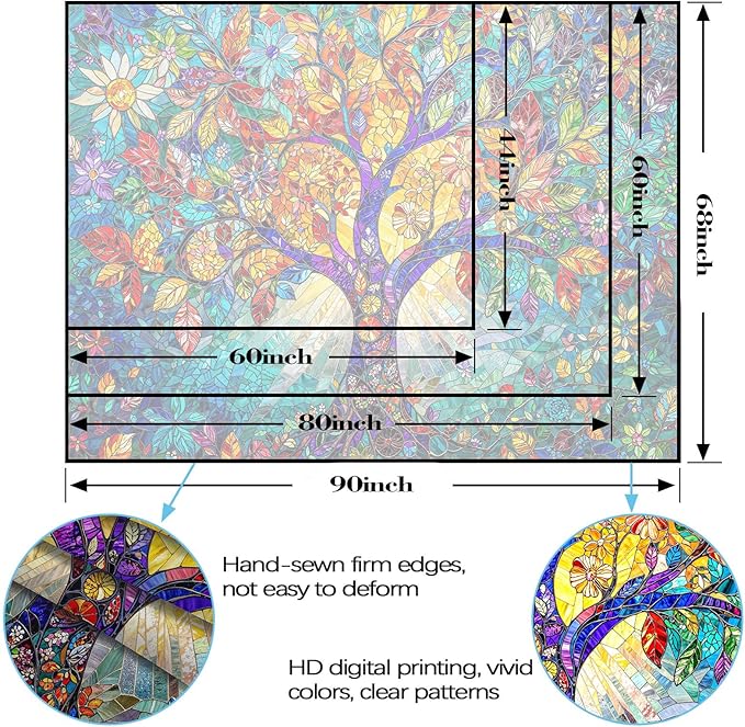 Lunerfex Tree of Life Tapestry Stained Glass Tapestry Wall Decor Tapestries for Bedroom Art Tapestries Wall Hanging for Bedroom Living Room Glass-Tree-02 60"x80"