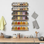 TJ.MOREE 2 Pack Spice Rack Wall Mount Rustic Style Hanging Spice Organizer for Wall, Kitchen Spice Storage