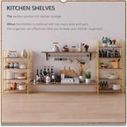 4NM No Assembly Foldable Bookshelf, 5-Shelf Collapsible Bookcase Storage for Small Spaces, 62.2" H, Brown and Golden
