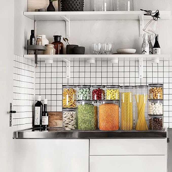 Urban Green Glass Jars with Black Lids, Glass Food Storage Canister with black lids, Pantry Flour Jars, Large Size Food Storage Containers set (2 Sets of 100oz)