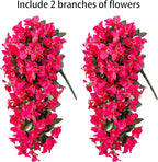 Faux Bougainvillea Artificial Flowers Plants for Outdoors Outside Decoration, 2 PCS Fake Flowers Silk Long Trailing Vines UV Resistant Realistic for Front Door Porch Planter Urn Patio Balcony Hot Pink