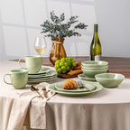 AmorArc Ceramic Dinnerware Sets, Handmade Stoneware Reactive Glaze Plates and Bowls Set, Scratch Resistant | Dishwasher & Microwave Safe Dishes Set, Service for 4 (12pc)