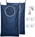 KEEPJOY Large Size 2Pack Hanging Laundry Hamper Bag, Door Hamper with 2 Hooks for Dirty Clothes - 35X21.6 inch - Blue (2Pack)