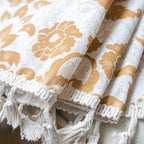Sutuo Home Boho Curtains for Bedroom Living Room 96 Inches Length Long, Printing Moroccan Cotton Linen Rod Pocket Vibe Farmhouse Bohemian Tassels Window Treatment, 1 Panel 59" W x 96" L, Brown Damask