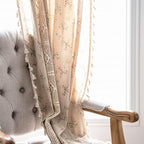 Sutuo Home Boho Curtain Semi-Blackout Crochet Hollow Lace Patchwork with Floral Print Cotton Linen Fabric, Handmade Tassels Rod Pocket Bohemian Window Drapes for Living Bedroom, 59"W x 84"L, 1 Panel